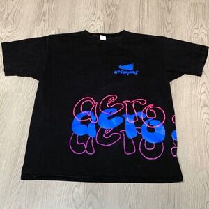 Vintage‎ 90s Aerospeed Graphic T-Shirt Black Cotton Tee Large